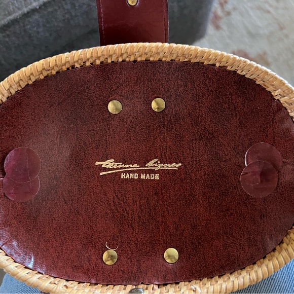 Etienne Aigner Rattan Wicker Woven Basket Tote Purse Vintage 70’s Nantucket - Picture 7 of 9